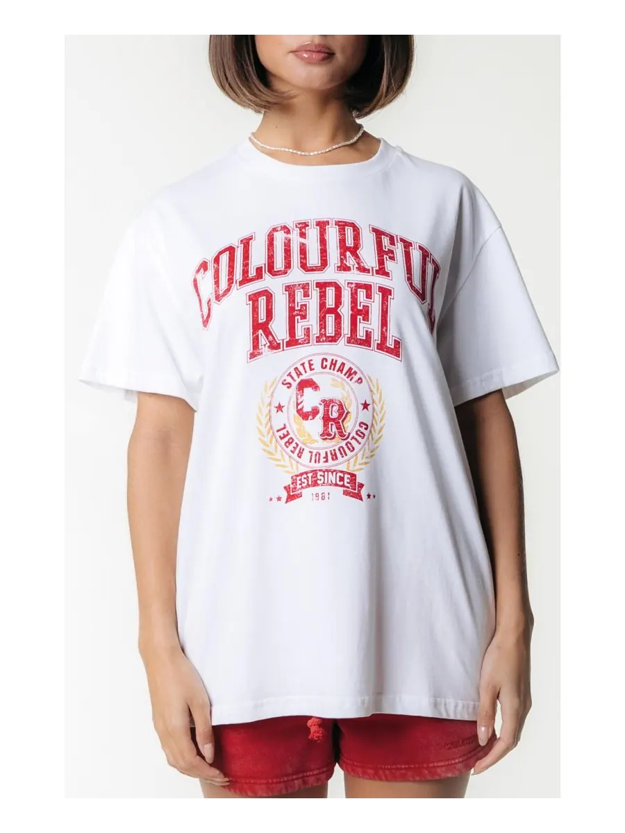 Женская футболка CR Varsity свободного кроя Colourful Rebel — белый