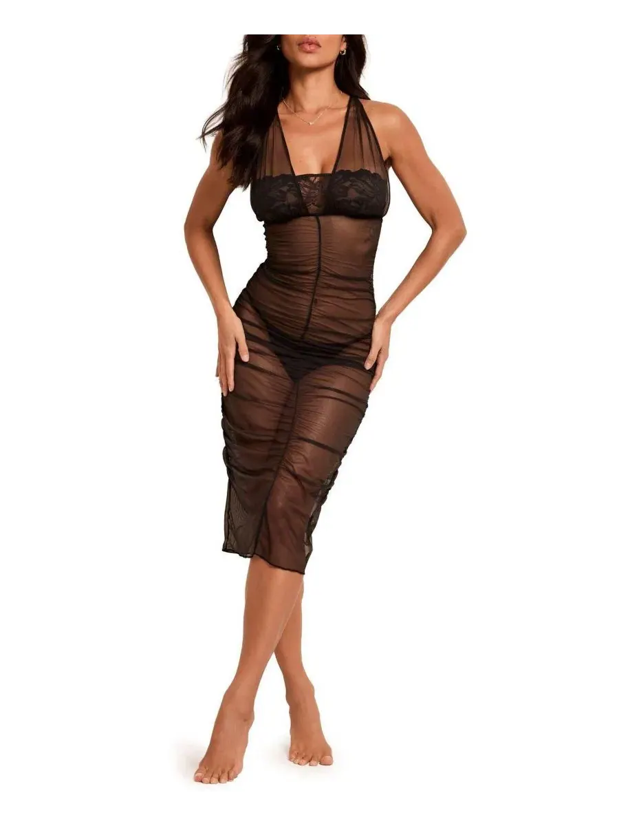Комплект женского белья из кружева и сетки, модель Eave Slip and G-String Set Adore Me