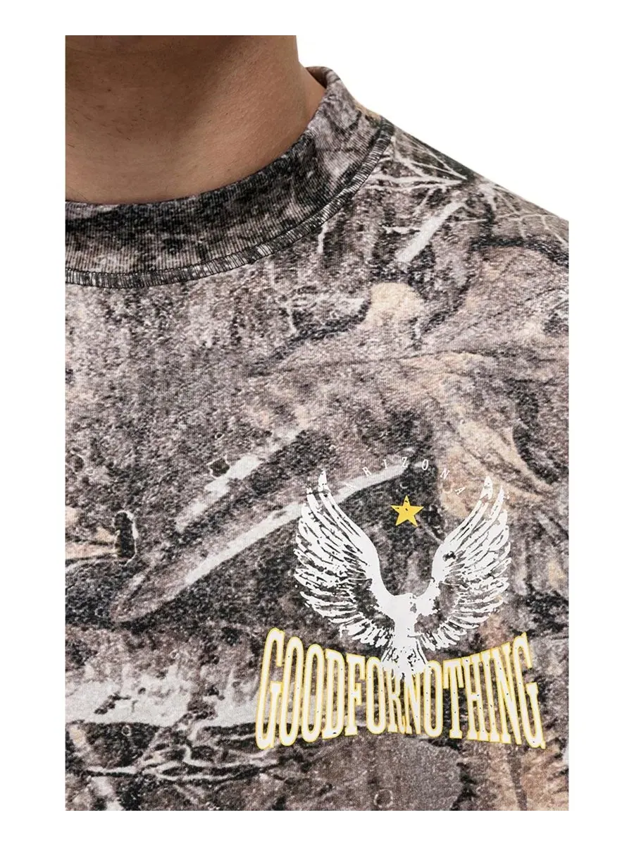 Футболка с принтом Arizona Woodland Camo Good For Nothing — изображение 3 из 4, зеленый