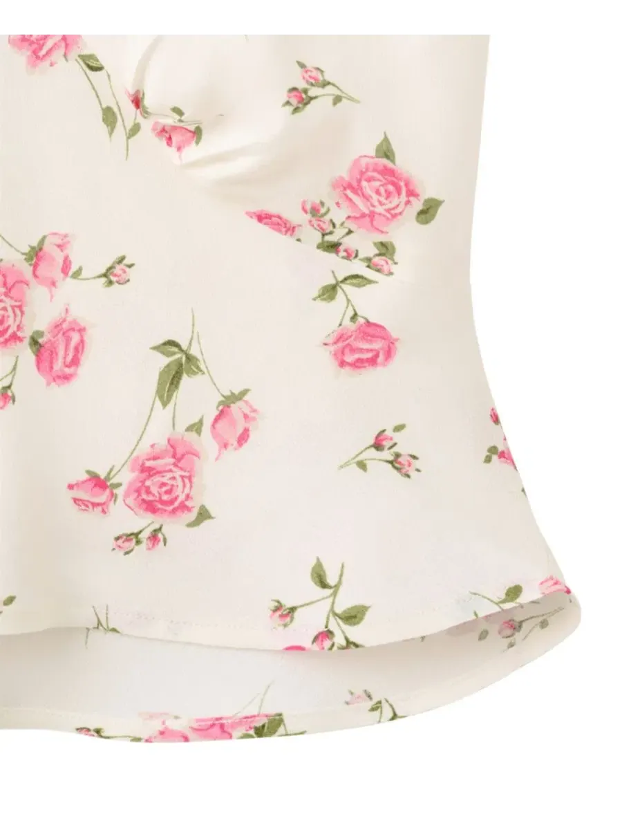 Блузка без рукавов с кружевом и V-образным вырезом, модель Floral V-Neck Sleeveless Lace Blouse — изображение 7 из 7, черный