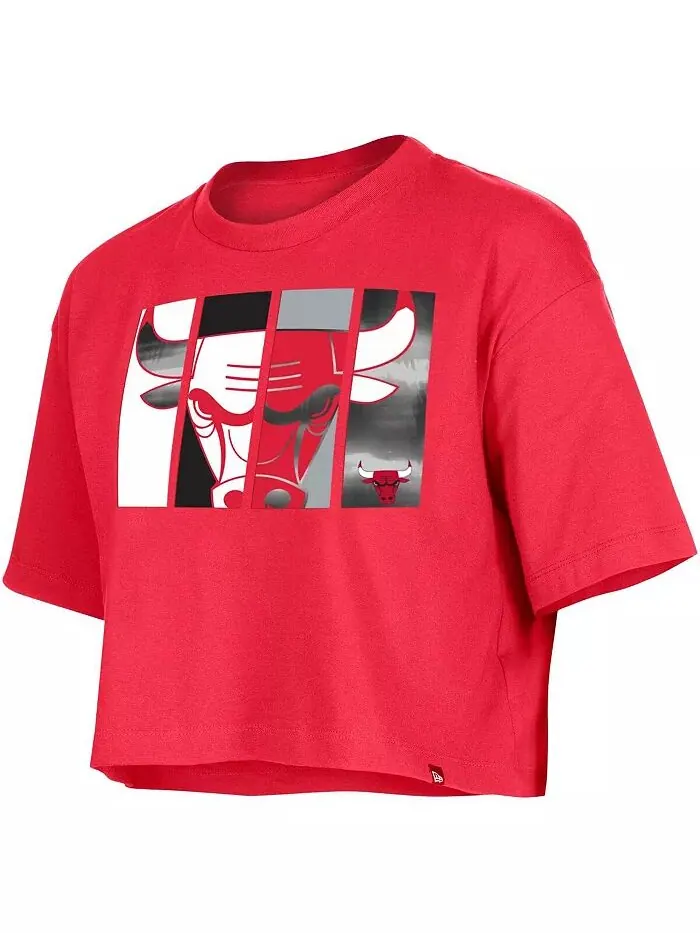 Женская красная укороченная футболка Chicago Bulls New Era — изображение 3 из 3