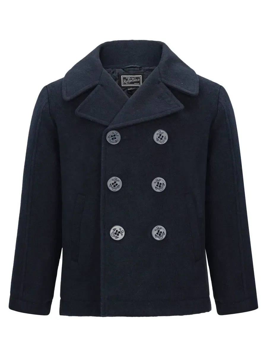 Пальто-даффлкот для мальчика Classic Double Breasted Button Front Coat S Rothschild & CO — синий