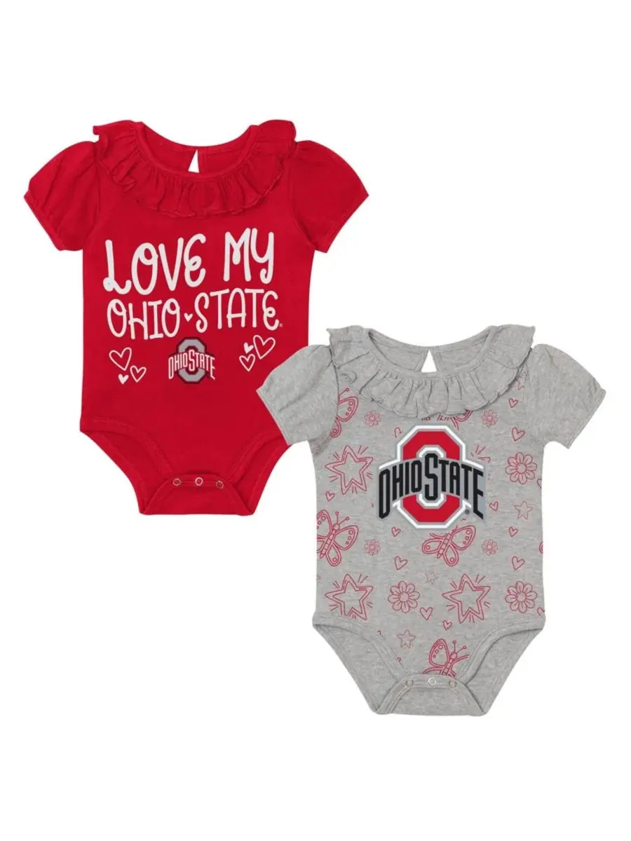 Комплект боди для малышей с рюшами, с принтом, Ohio State Buckeyes Outerstuff