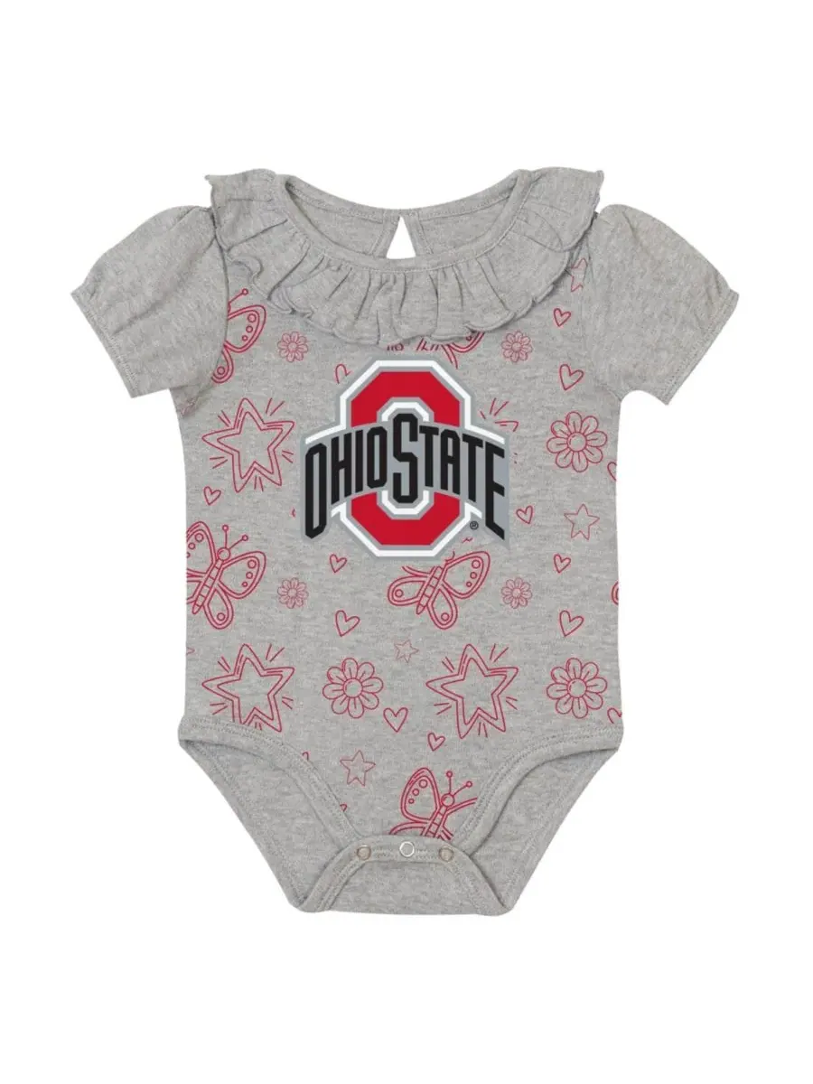 Комплект боди для малышей с рюшами, с принтом, Ohio State Buckeyes Outerstuff — изображение 2 из 5, серый