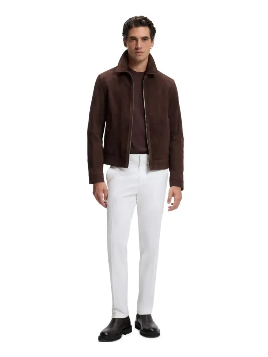Куртка из замши с воротником-стойкой Hugo Boss — изображение 3 из 6, коричневый