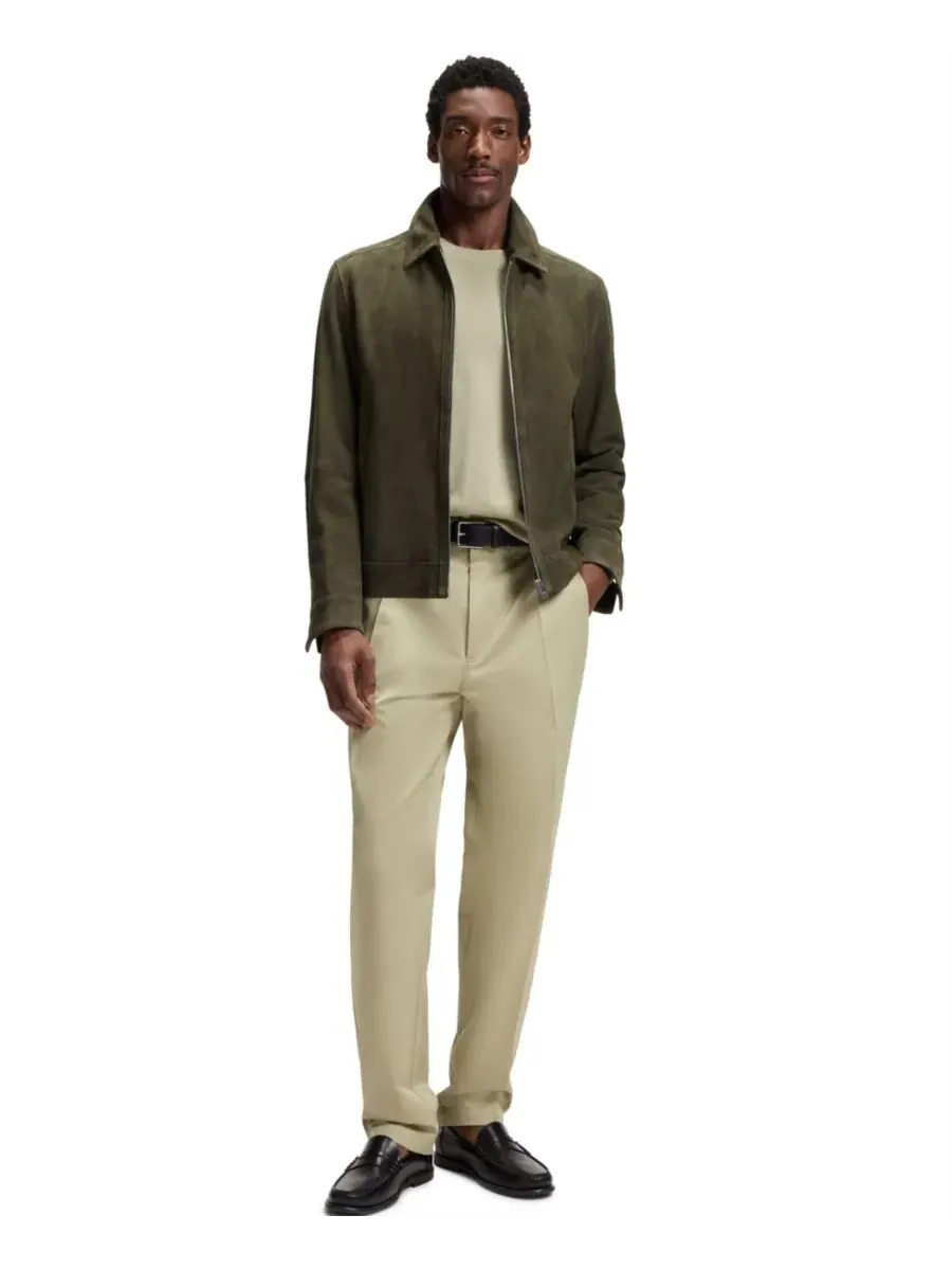 Мужская куртка из замши с воротником-стойкой Hugo Boss — изображение 4 из 5, зеленый