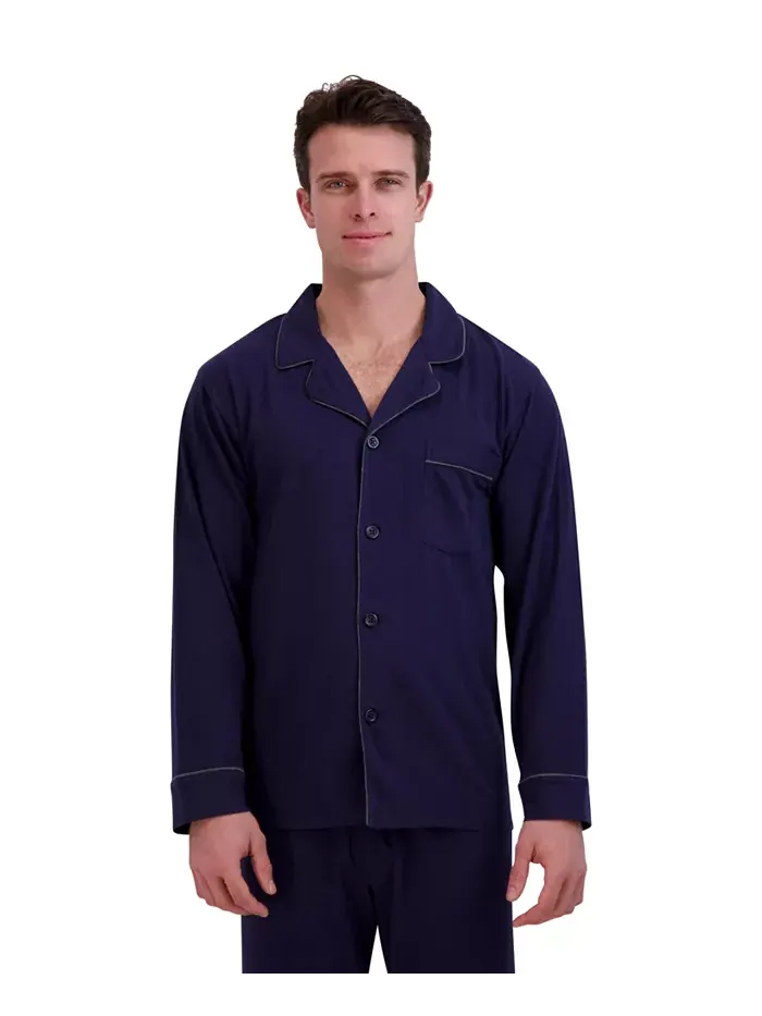 Мужская пижама из хлопка и модала, 2 предмета Hanes — изображение 2 из 3, темно-синий