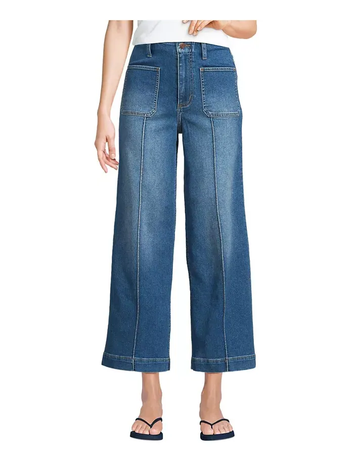 Женские укороченные джинсы Recover Denim с высокой талией и накладными карманами Lands' End