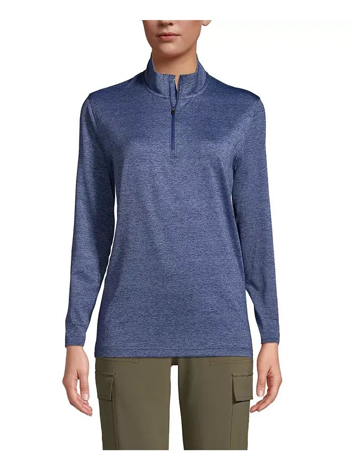 Мужская унисекс футболка Quarter Zip Pullover с технологией быстрой сушки Space Dye Lands' End