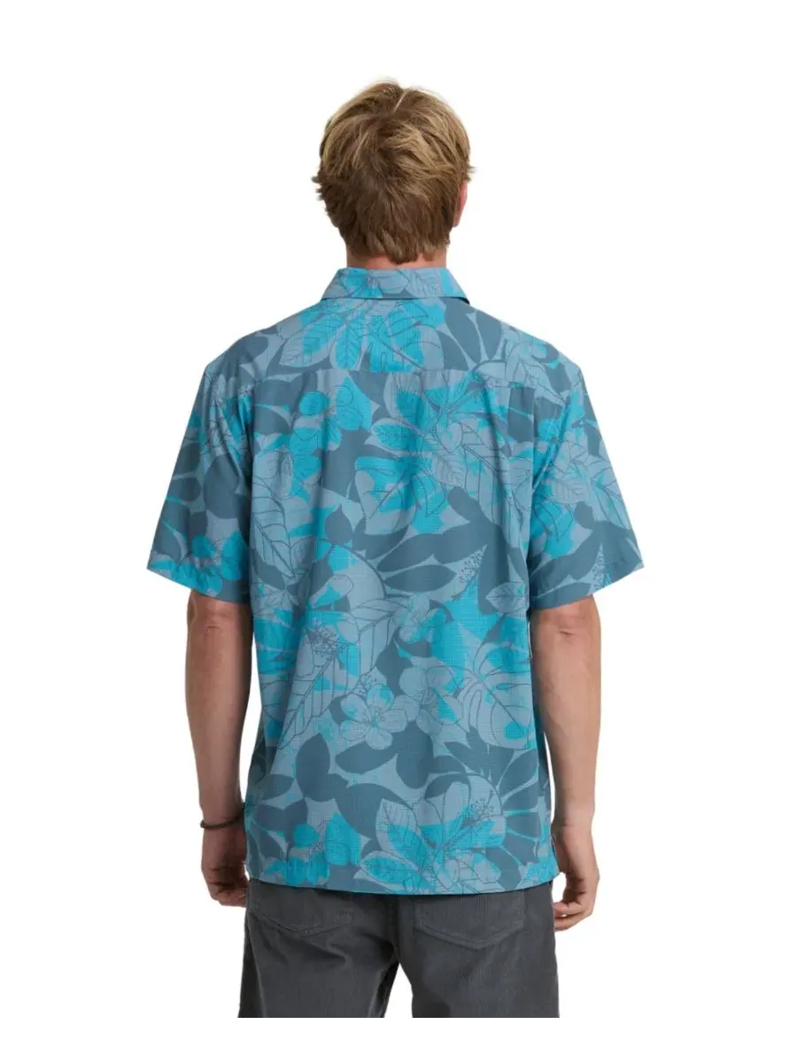 Мужская рубашка с коротким рукавом и принтом Quiksilver Quiksilver Waterman — изображение 3 из 3, бирюзовый