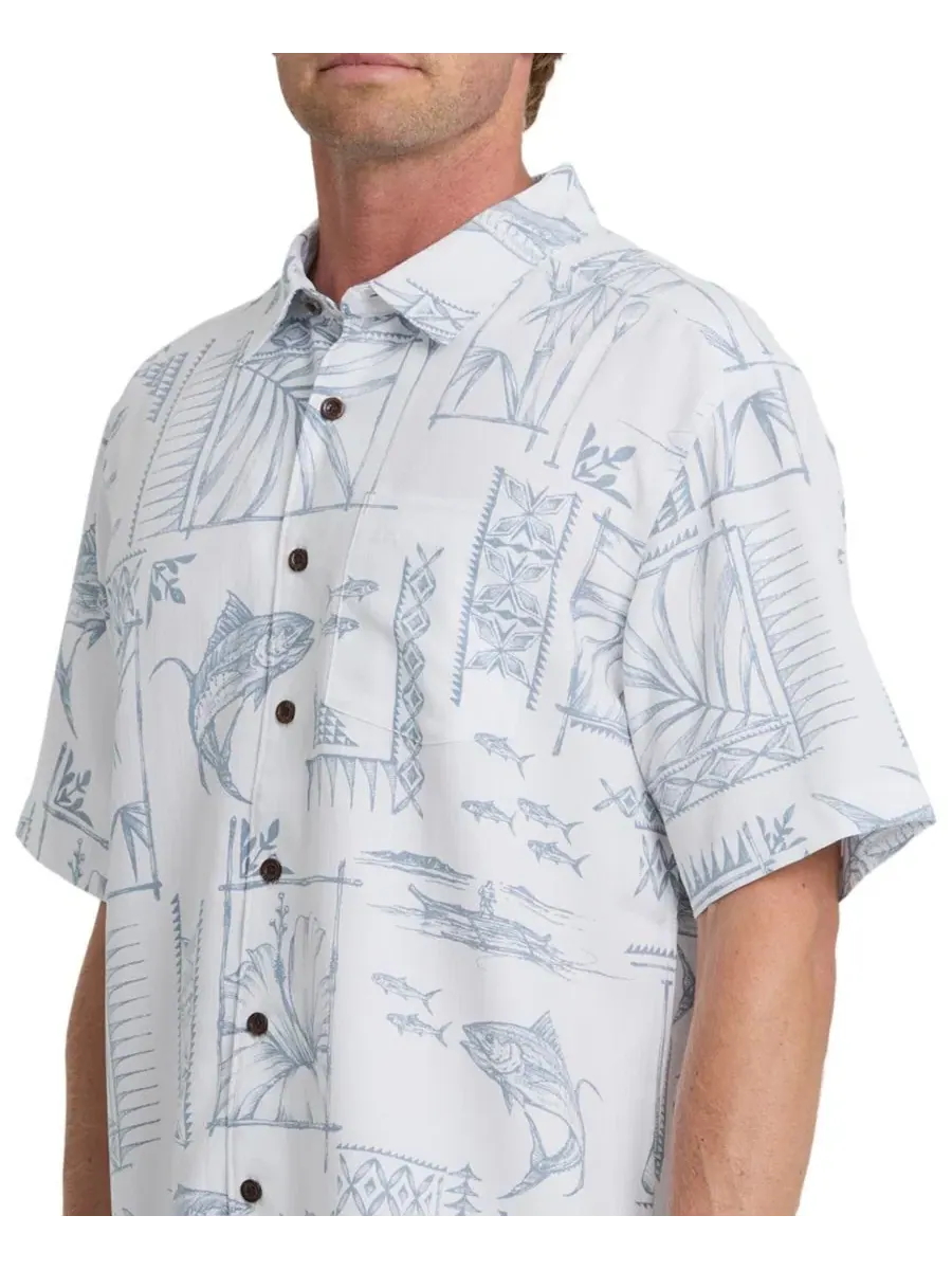 Мужская рубашка с коротким рукавом и принтом Quiksilver Quiksilver Waterman — изображение 2 из 3, белый