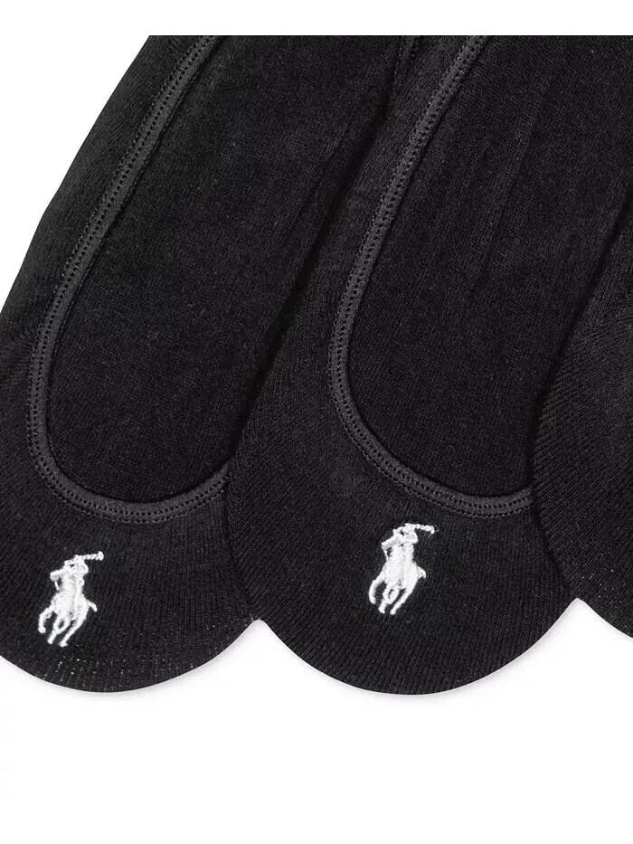 Женские ультра-короткие невидимые носки, 3 шт. в упаковке Polo Ralph Lauren — изображение 3 из 4, черный