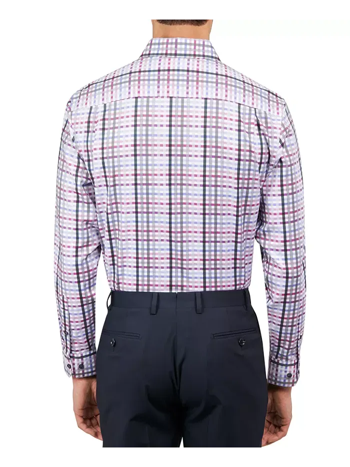 Мужская классическая рубашка Regular-Fit Dobby Plaid MICHELSONS OF LONDON — изображение 2 из 5, фиолетовый