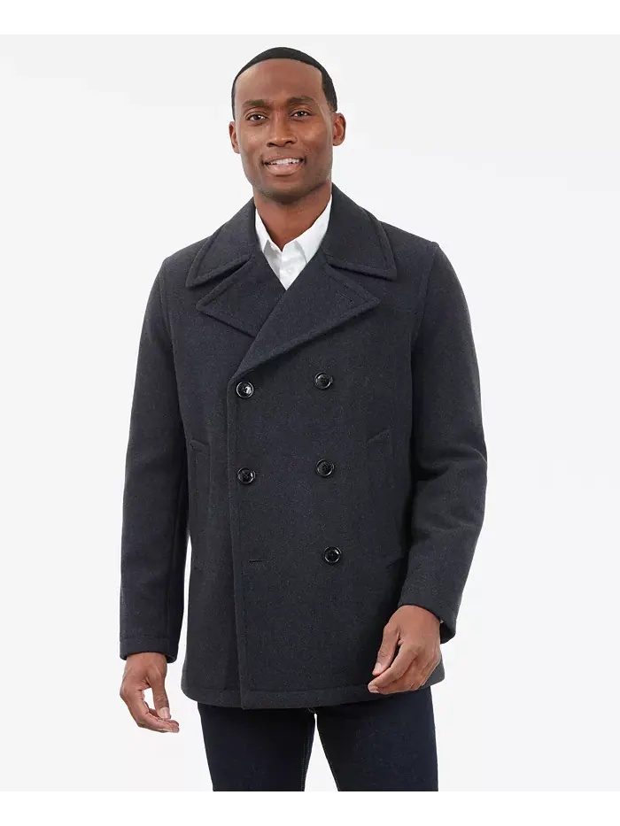 Пальто London Fog Double-Breasted Wool Blend — изображение 3 из 3, темно-серый
