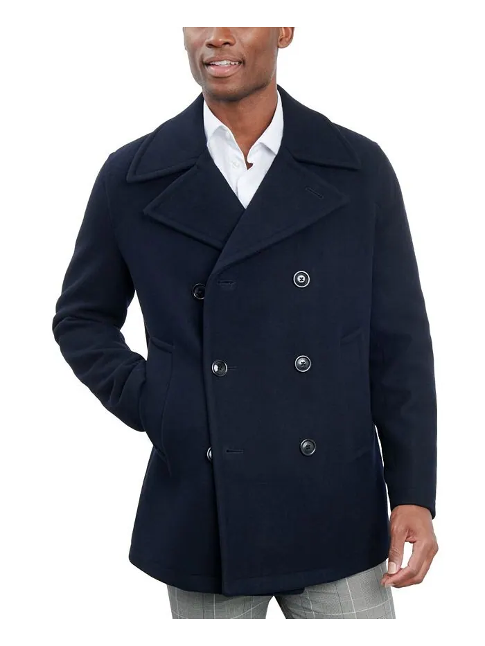 Пальто London Fog Double-Breasted Wool Blend — изображение 3 из 6, темно-синий