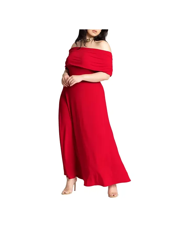 Платье макси с открытыми плечами Plus Size ELOQUII