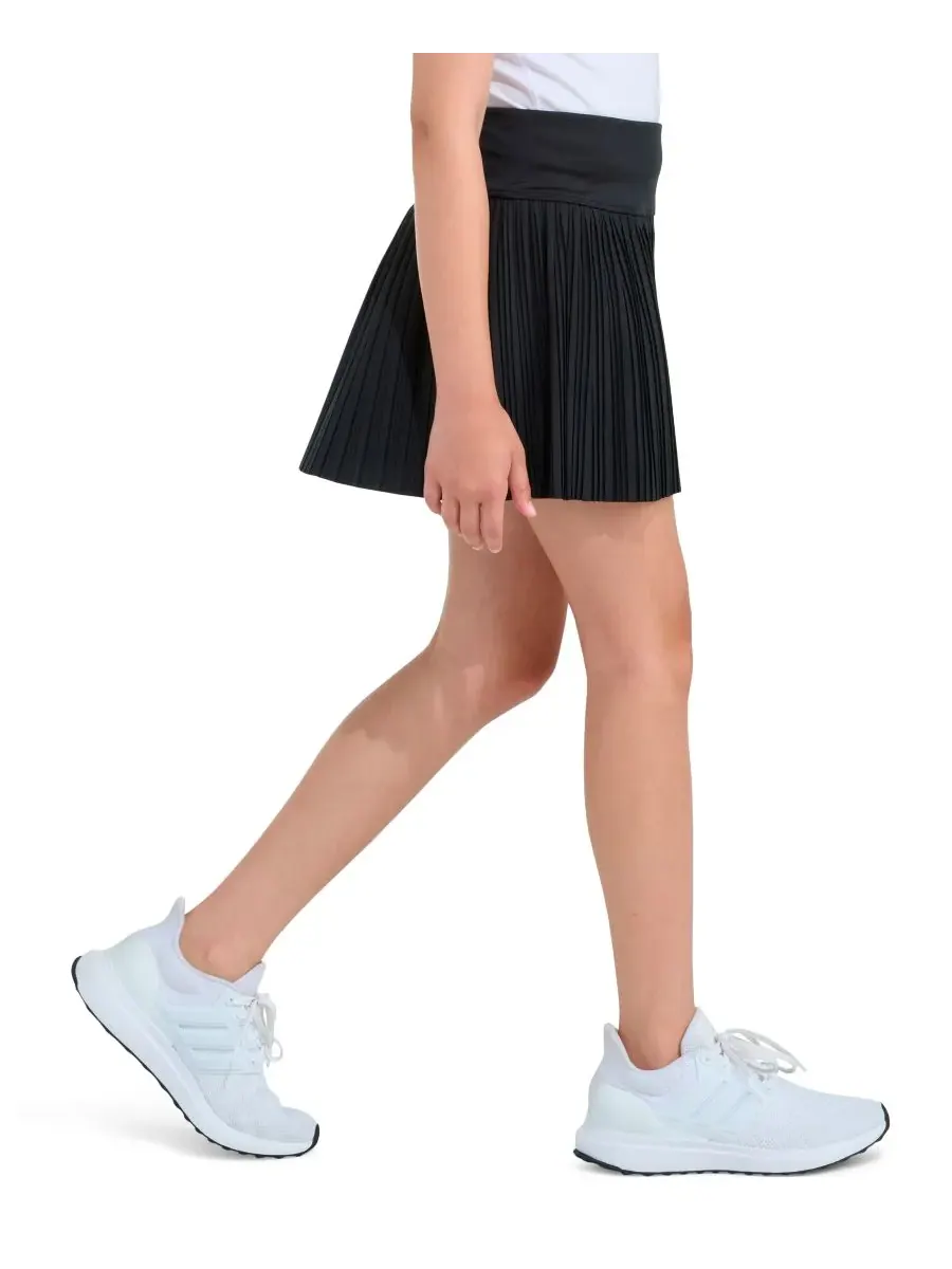 Шорты-юбка из плетеной ткани с плиссировкой для девочек 8-14 лет Adidas — изображение 3 из 4, черный