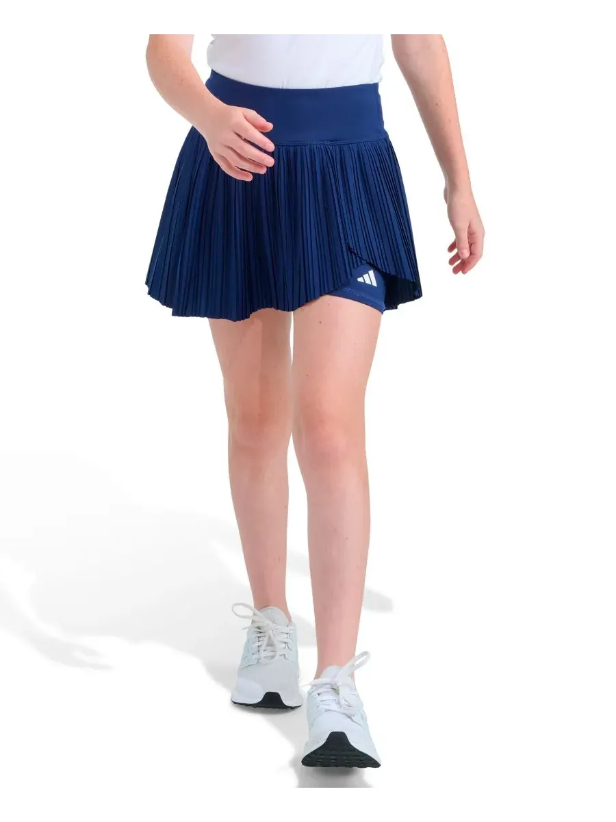 Шорты-юбка из плетеной ткани с плиссировкой для девочек 8-14 лет Adidas — изображение 1 из 4, синий