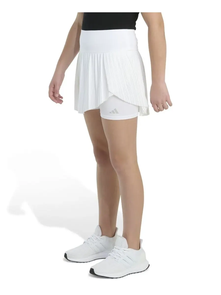 Шорты-юбка из плетеной ткани с плиссировкой для девочек 8-14 лет Adidas — изображение 2 из 7, белый