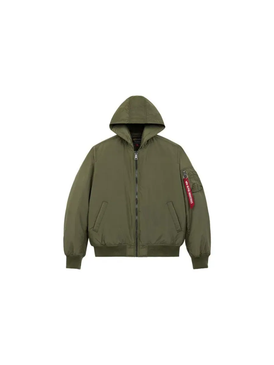 Куртка-бомбер с капюшоном из оксфордского нейлона Ma-1 Hooded Oxford Flight Jacket Alpha Industries — изображение 2 из 3
