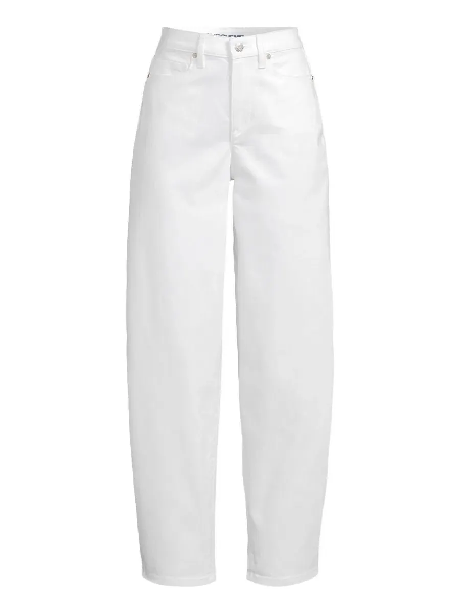 Джинсы-бабочка с высокой посадкой и укороченной штаниной Petite Denim High Rise Barrel Leg Ankle — изображение 3 из 4, белый