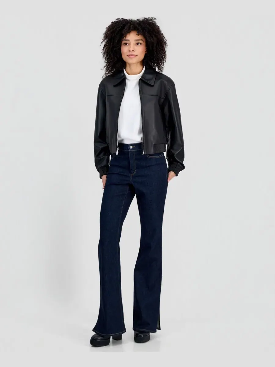 Кожаная куртка-бомбер с молнией Michael Michael Kors — изображение 1 из 3, черный