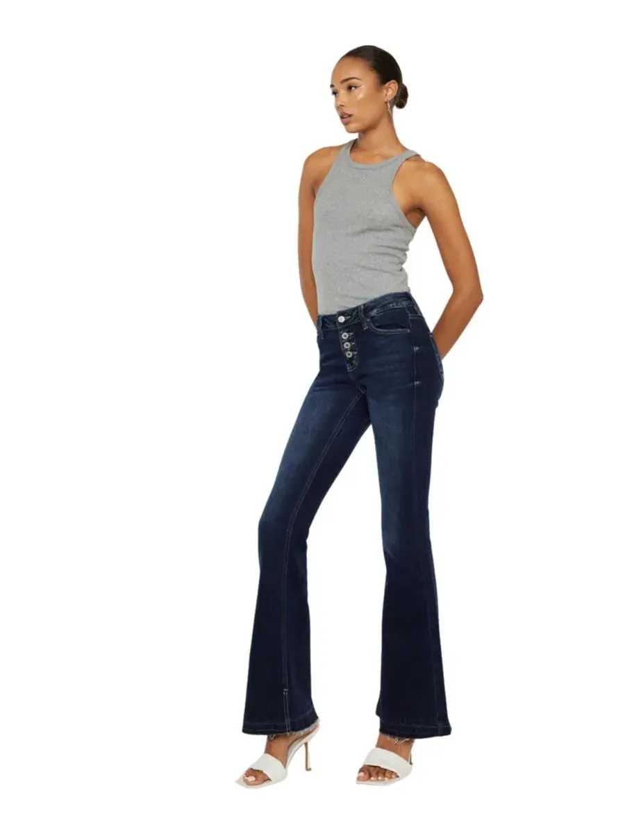 Джинсы клеш с заниженной талией Lurice Mid Rise Flare Jeans KanCan — изображение 8 из 10, черный