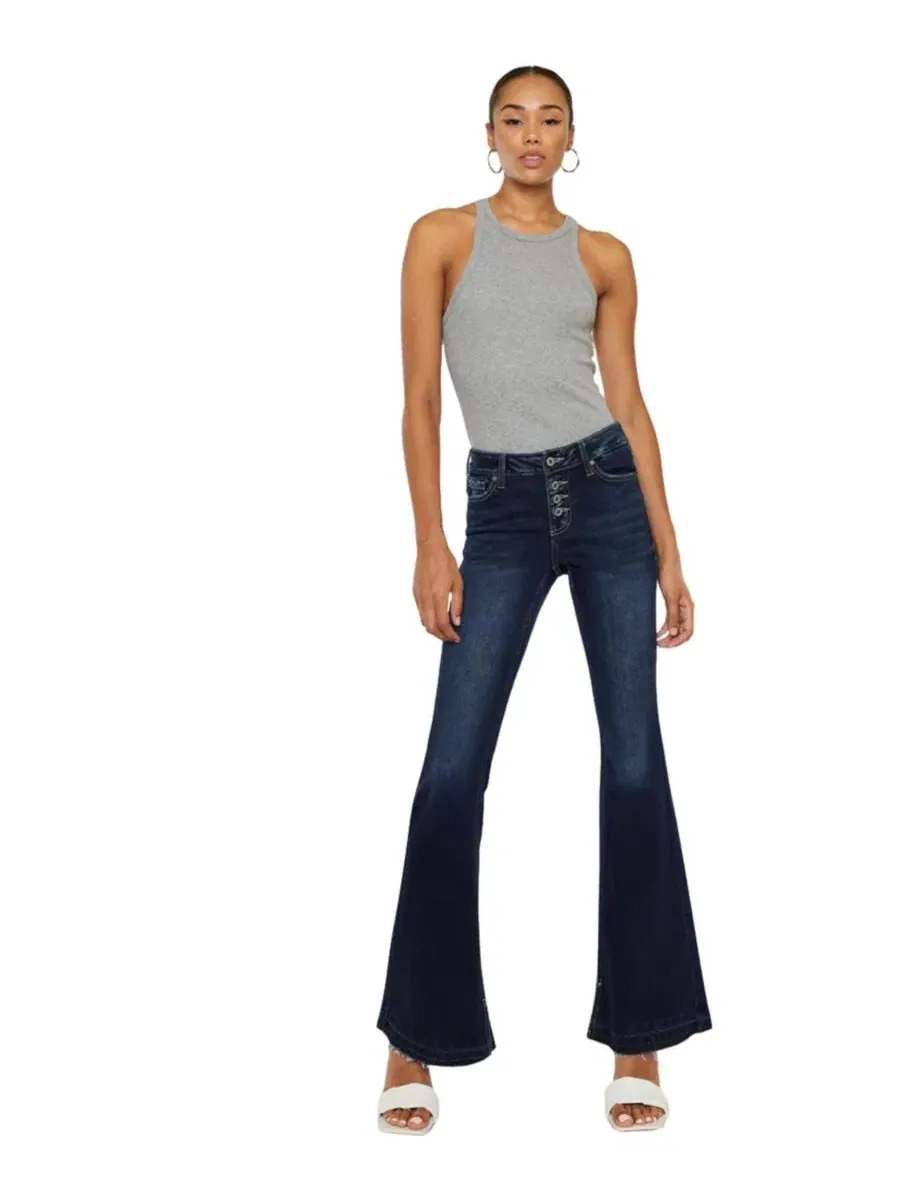Джинсы клеш с заниженной талией Lurice Mid Rise Flare Jeans KanCan — изображение 10 из 10, черный