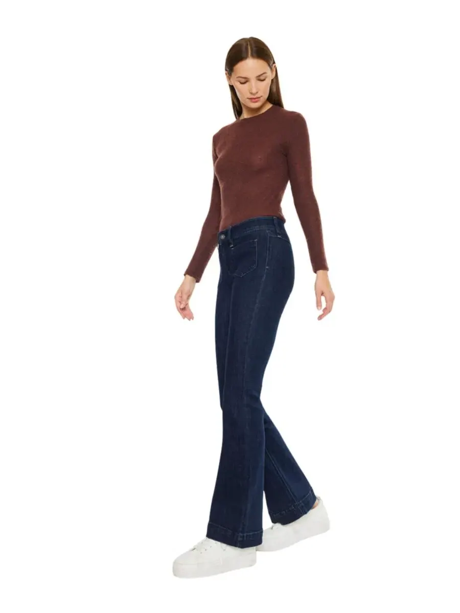 Женские джинсы Star Mid Rise Bootcut Kancan — изображение 3 из 8, темный синий