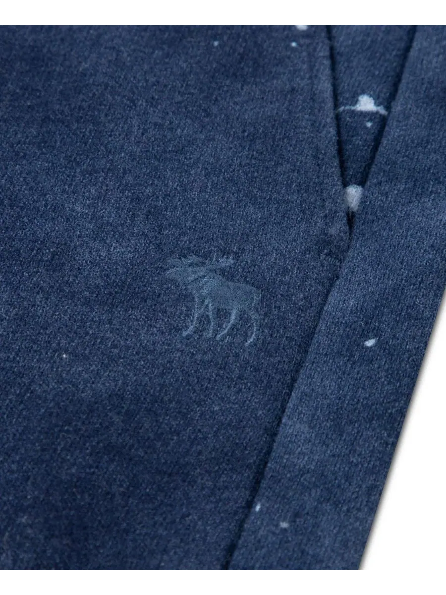 Детские джоггеры из футера с принтом красками Abercrombie Kids — изображение 3 из 3, темно-синий