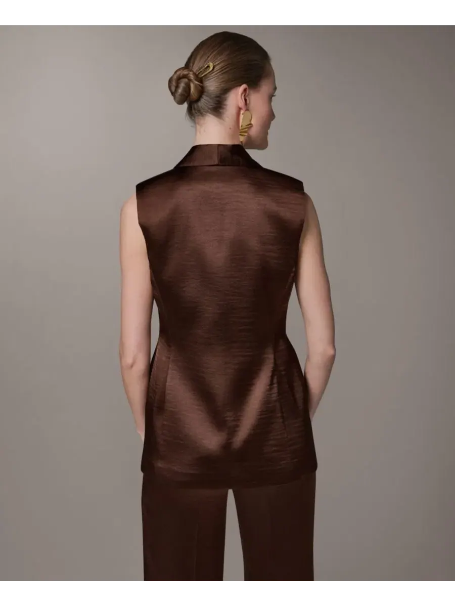Женский жилет с воротником-стойкой Donna Karan New York — изображение 2 из 11, каньонный