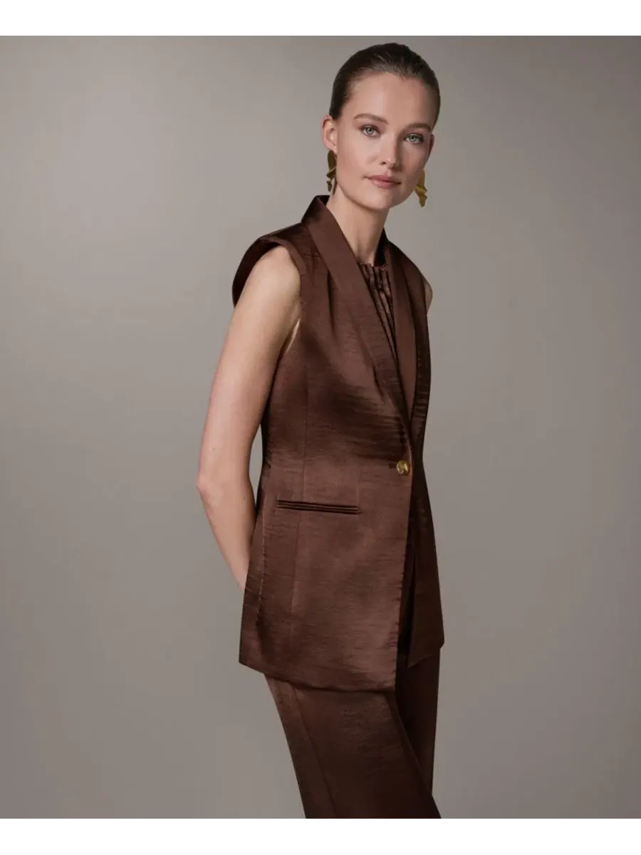 Женский жилет с воротником-стойкой Donna Karan New York — изображение 3 из 11, каньонный