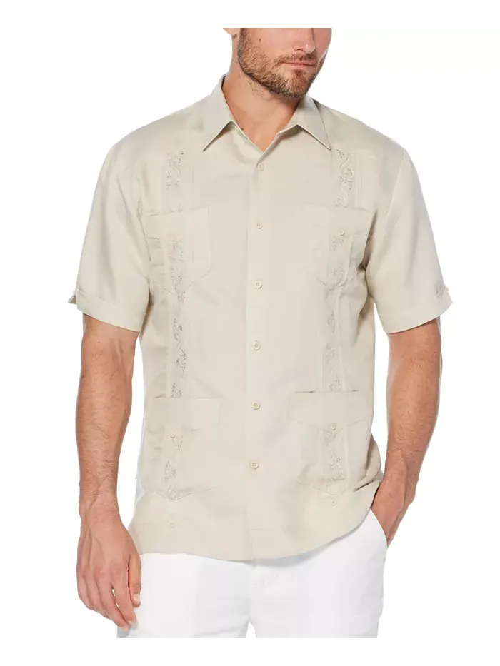 Короткий рукав, вышитая рубашка Guayabera Cubavera — изображение 1 из 3, бежевый