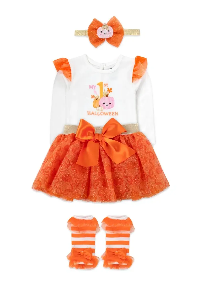 Комплект из 4 предметов My 1st Halloween, боди, юбки, гетры и повязка Baby Essentials — изображение 2 из 4, белый