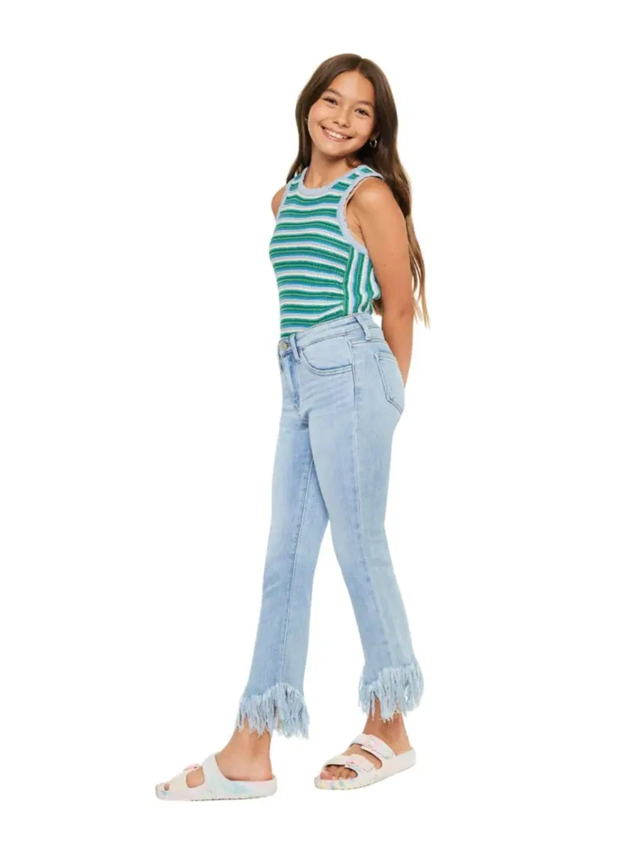 Джинсы клеш с высокой посадкой Beth High Rise Crop Bootcut KanCan — изображение 3 из 7, синий