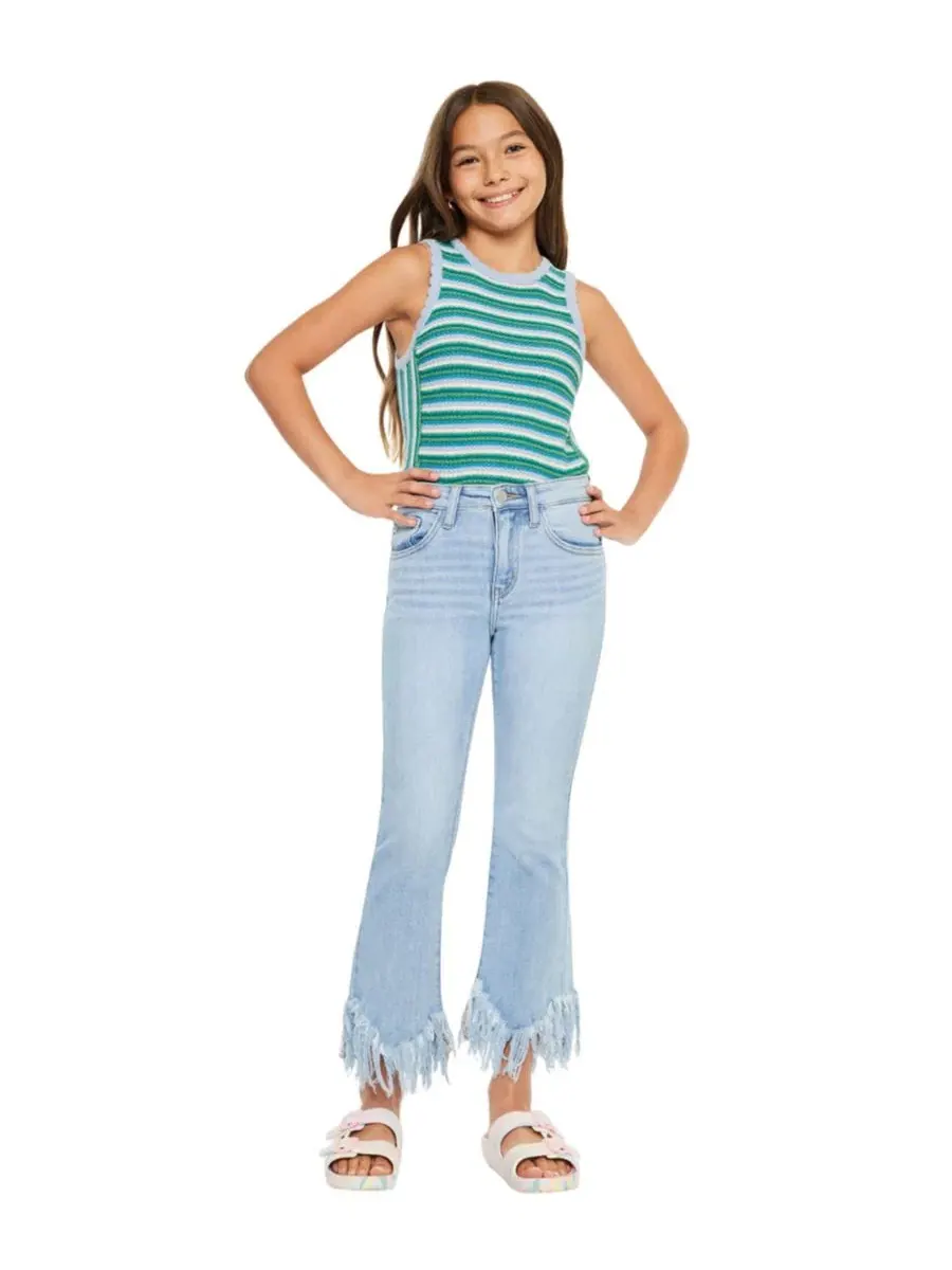 Джинсы клеш с высокой посадкой Beth High Rise Crop Bootcut KanCan — изображение 4 из 7, синий