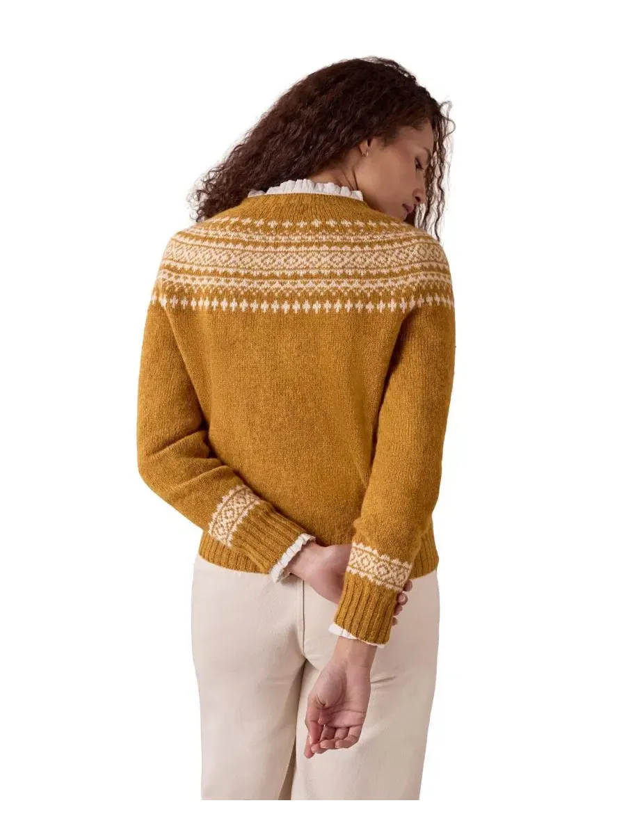 Женский свитер с принтом Fair Isle Slim-fit с круглым вырезом, Highlands Celtic & Co. — изображение 3 из 4, золотистый желтый