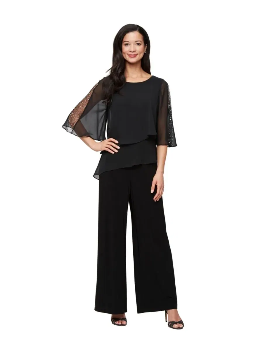 Комбинезон с двойным слоем и запахом Petite Double Tier Overlay Bodice Jumpsuit SL Fashions