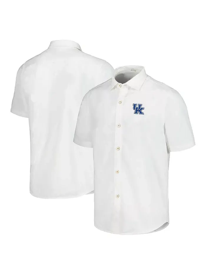 Мужская белая рубашка на пуговицах Kentucky Wildcats Coconut Point Palm Vista IslandZone Camp Tommy