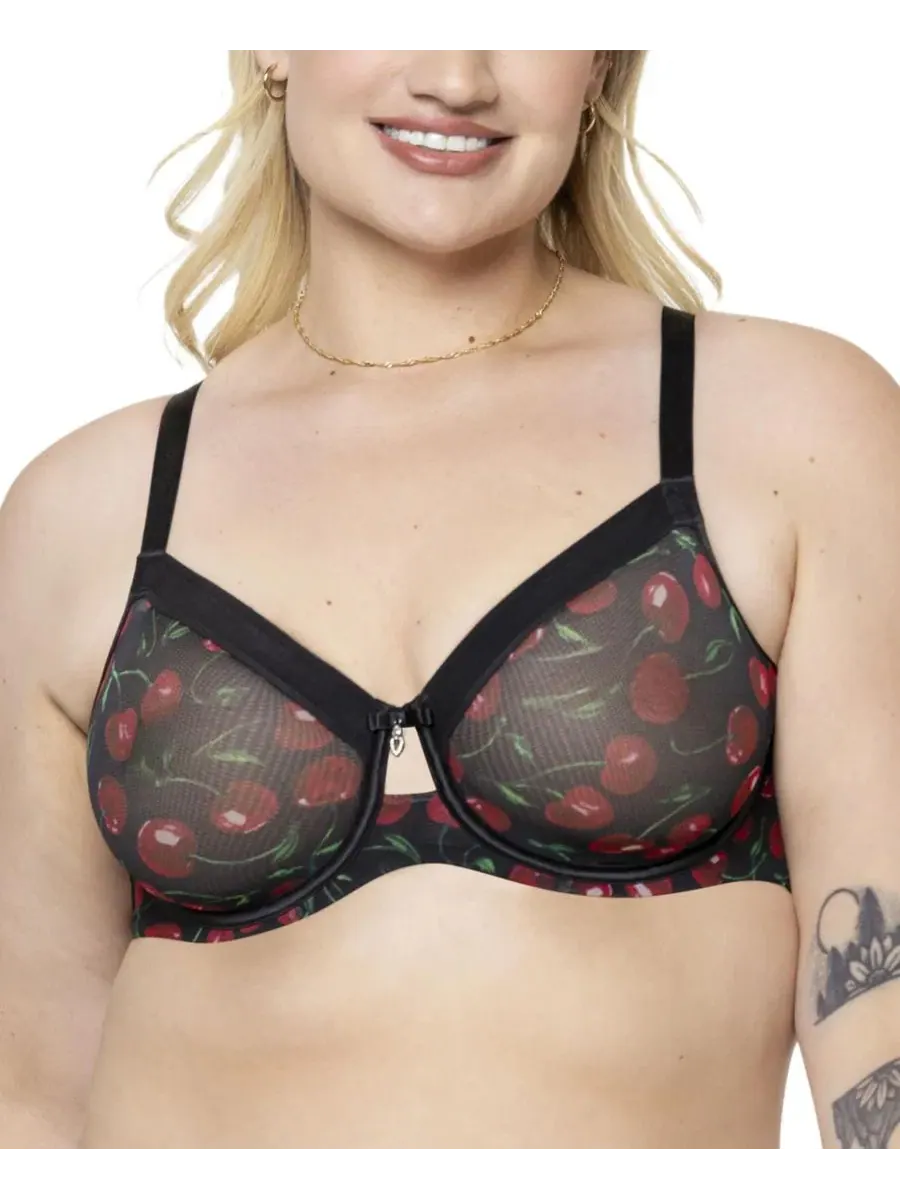 Бюстгальтер с чашками без поролона Sheer Mesh Full Coverage Curvy Couture, Cherry Pop