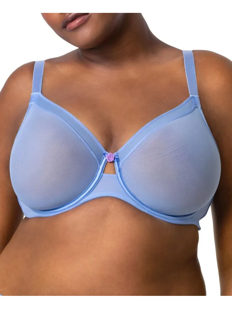 Бюстгальтер с чашками из сетки, без подкладки, на косточках Curvy Couture — синий