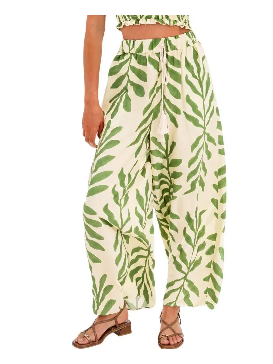 Брюки с широкими штанинами, с принтом, Color Story Tropical Pants Cupshe