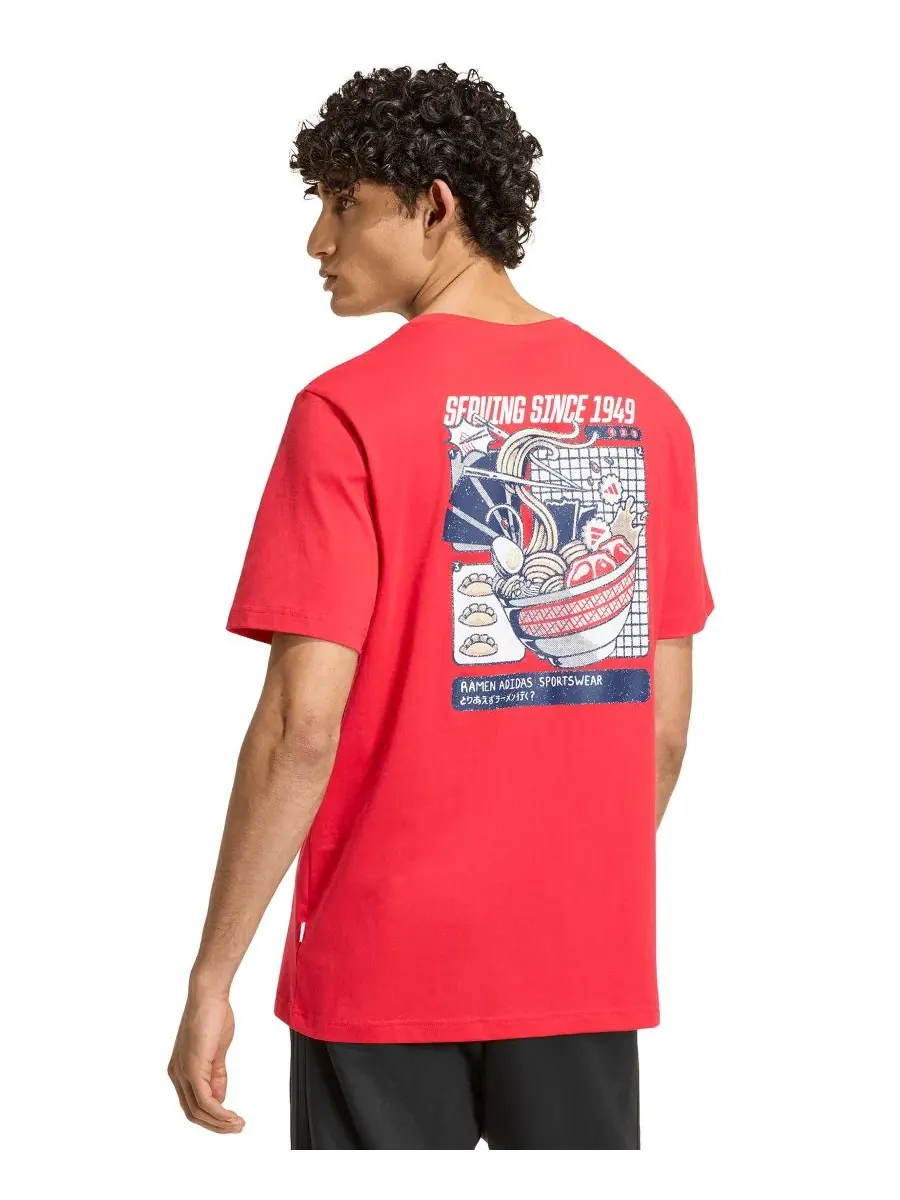 Футболка с принтом Ramen adidas — изображение 1 из 3, рубин