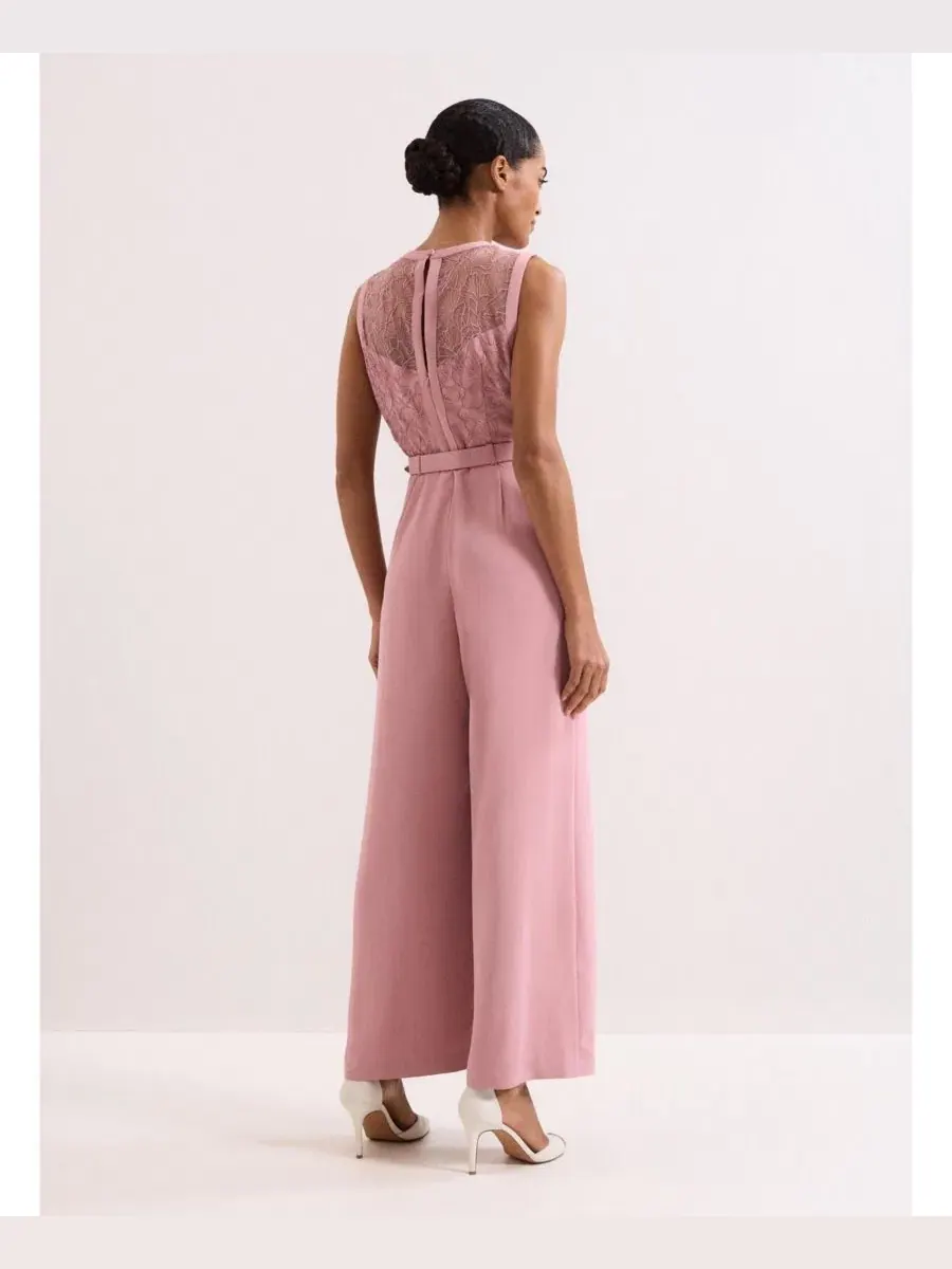 Комбинезон с кружевным лифом и поясом Ivanna Lace Bodice Belted Phase Eight — изображение 3 из 8, розовый