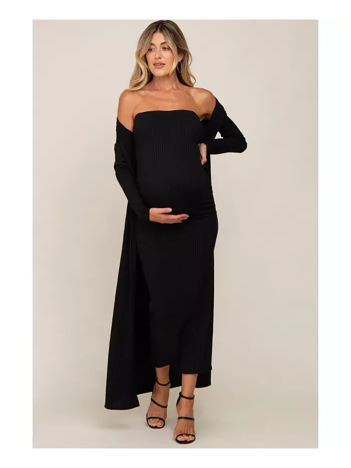 Розовый ребристый кардиган без рукавов для беременных Pinkblush