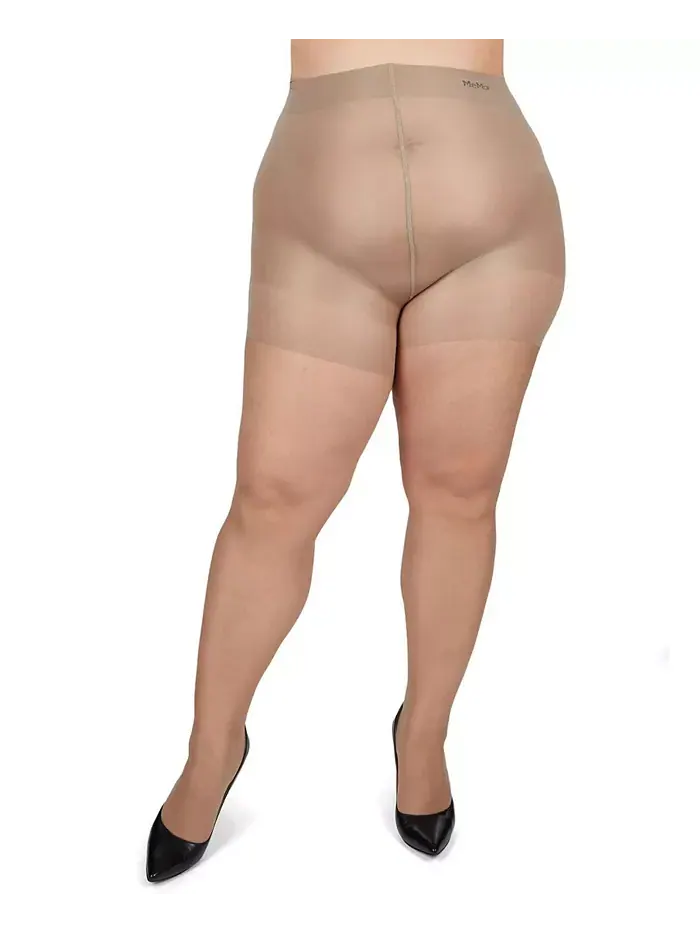 Колготки большого размера Curvy Sheer с шелковистым верхом MM-2210 MeMoi — изображение 2 из 3, бежевый