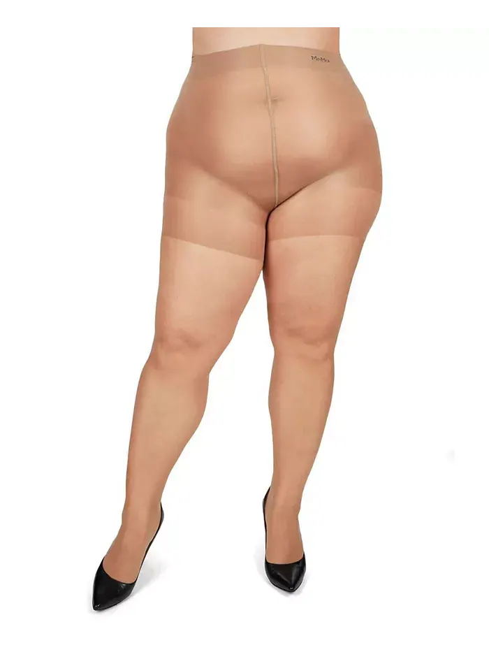 Колготки большого размера Curvy Sheer с шелковистым верхом MM-2210 MeMoi — изображение 2 из 3, желтый