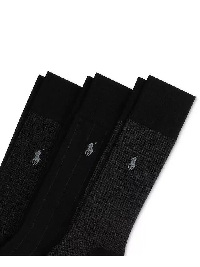 Мужские 3-комп. Классические мужские классические носки с рисунком Polo Ralph Lauren — изображение 2 из 3, черный