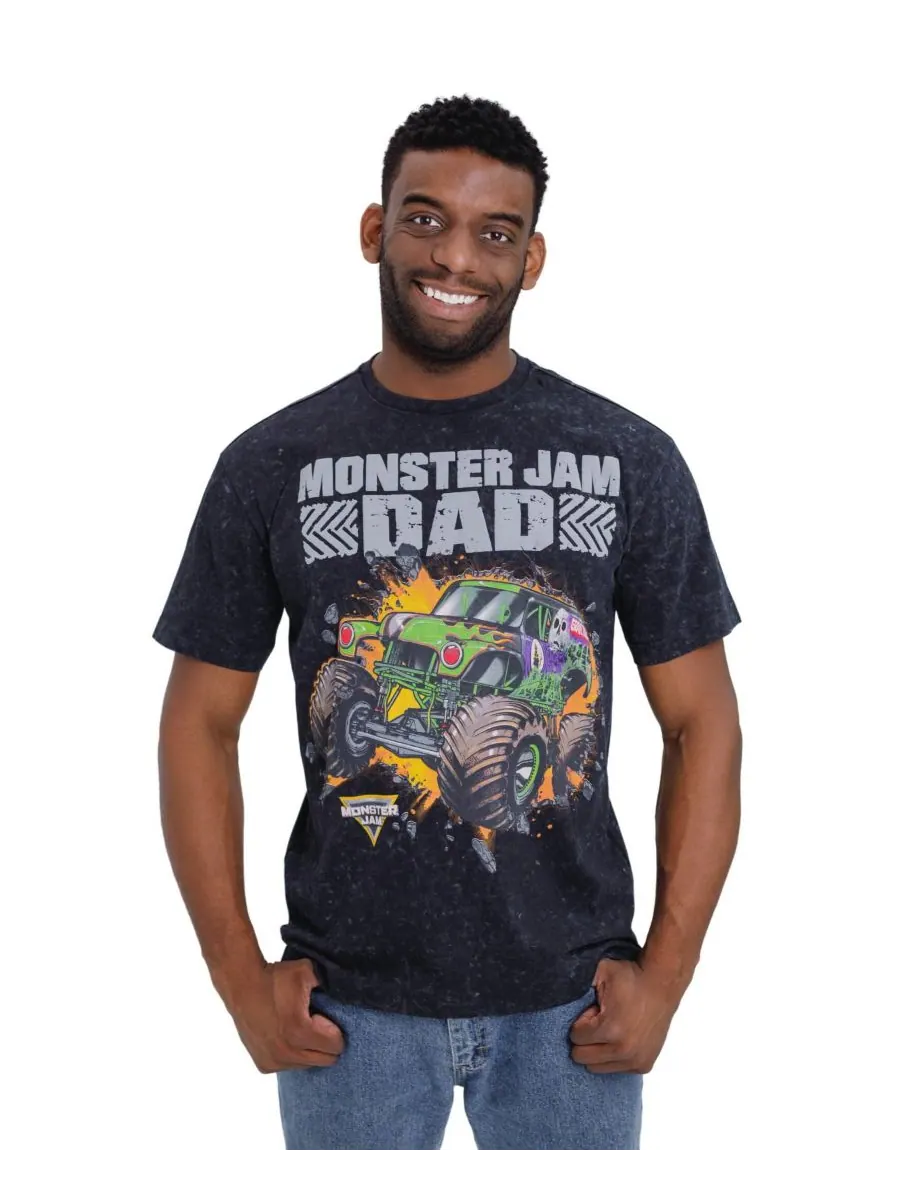 Детская футболка в винтажном стиле для всей семьи Monster Jam, Black, mens — черный