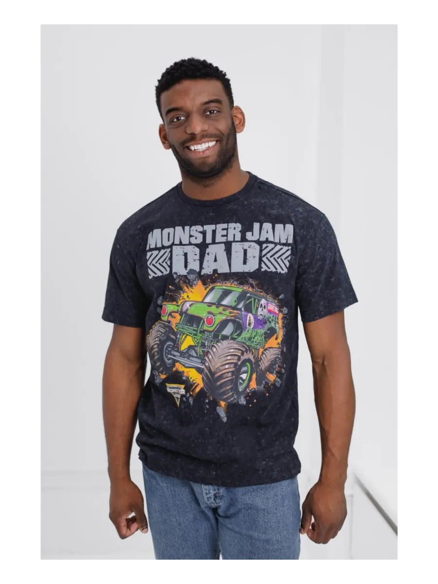 Детская футболка в винтажном стиле для всей семьи Monster Jam, Black, mens — изображение 6 из 6, черный